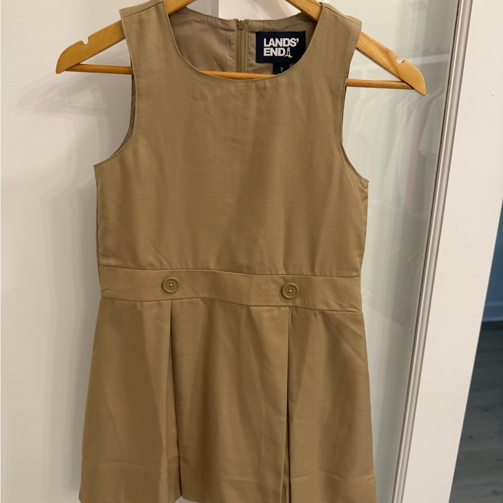 Lands' End Girls' Tan Sleeveless School Jump Dress